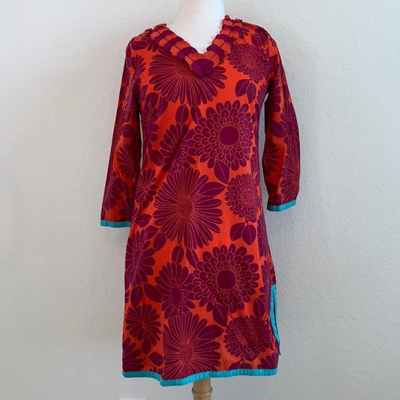Boden Other - Boden Floral Mandala Boho Women’s Dress Size 8/UK 12 Orange Maroon 100% Cotton